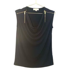 [Michael Kors] Black/Gold Embellished Blouse - Size Small